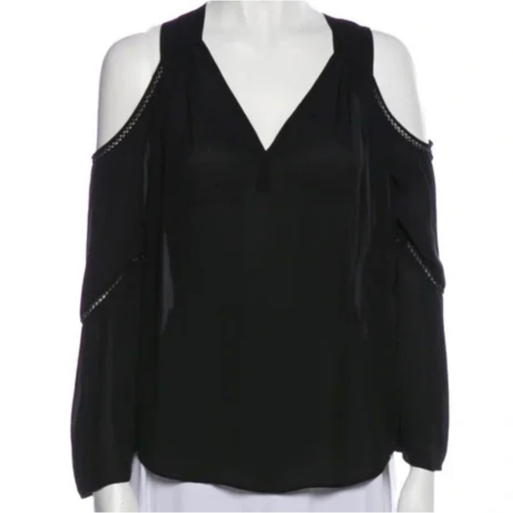 Ramy Brook Black Cold-Shoulder V-Neck Blouse